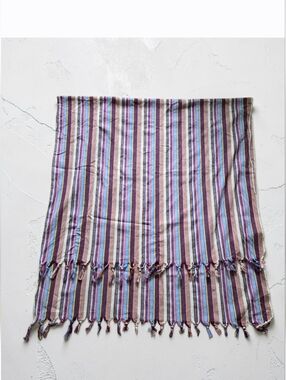 NWOT ODDBIRD 80 X 39" Turkish Handwoven Striped Tassel Throw Blkt - Multi Color